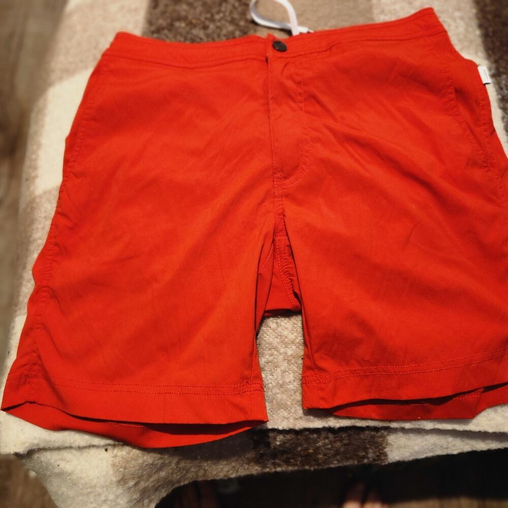 Onia Swim Trunks Mens Medium Shorts Swimwear Drawstring Lined Orange/Red 8”
